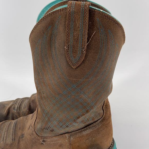 Ariat Anthem Java leather pull on embroidered square toe cowboy rodeo boots sz 8 - Picture 2 of 8